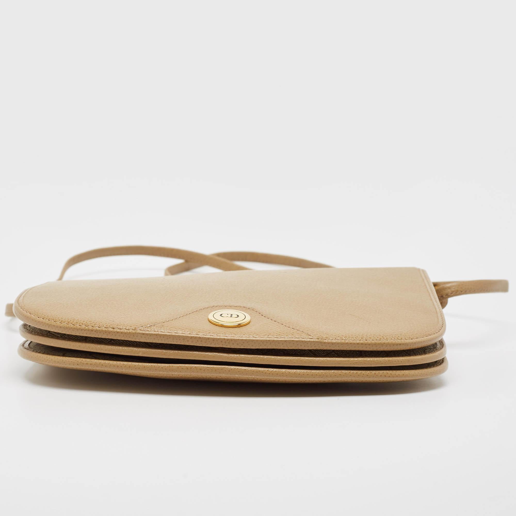 Dior Beige Honeycomb Monogram Coated Canvas and Leather Flap Crossbody Bag 3