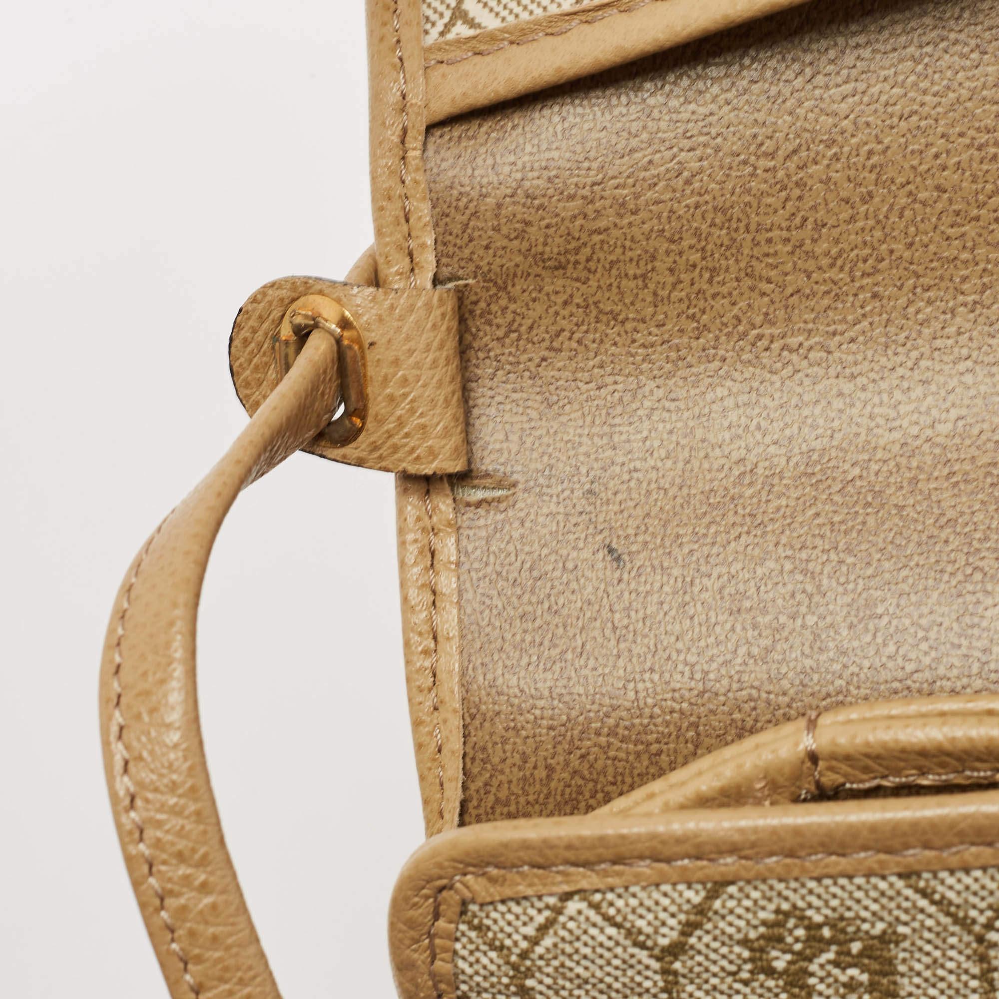 Dior Beige Honeycomb Monogram Coated Canvas and Leather Flap Crossbody Bag 5