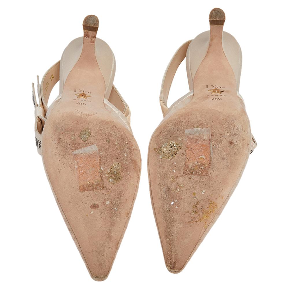 Dior Beige Lace J'Adior Slingback Sandals Size 40.5 In Good Condition In Dubai, Al Qouz 2