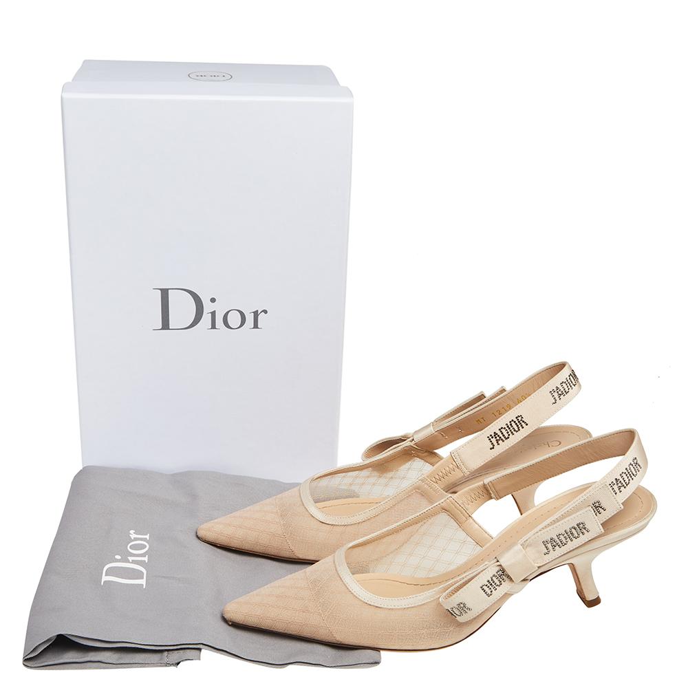 Dior Beige Lace J'Adior Slingback Sandals Size 40.5 1