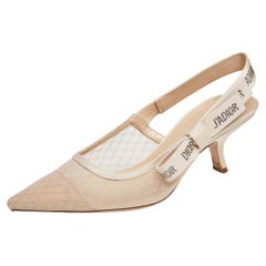 Christian Dior Beige Spitze J'Adior Slingback Sandalen Größe 40,5