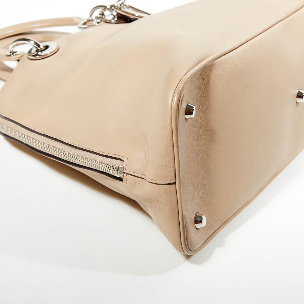 DIOR Beige Lambskin Diorissimo Top Handle Bag In Good Condition In Paris, FR