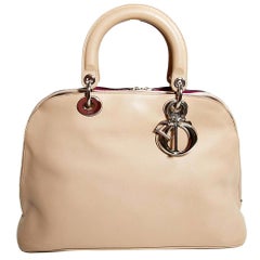 DIOR Beige Lambskin Diorissimo Top Handle Bag