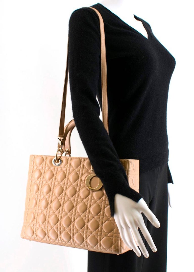 Dior Beige Large Lady Dior Bag 32cm at 1stDibs