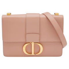 Christian Dior 30 Montaigne Chain Shoulder Bag Calfskin Leather BLK CD Logo