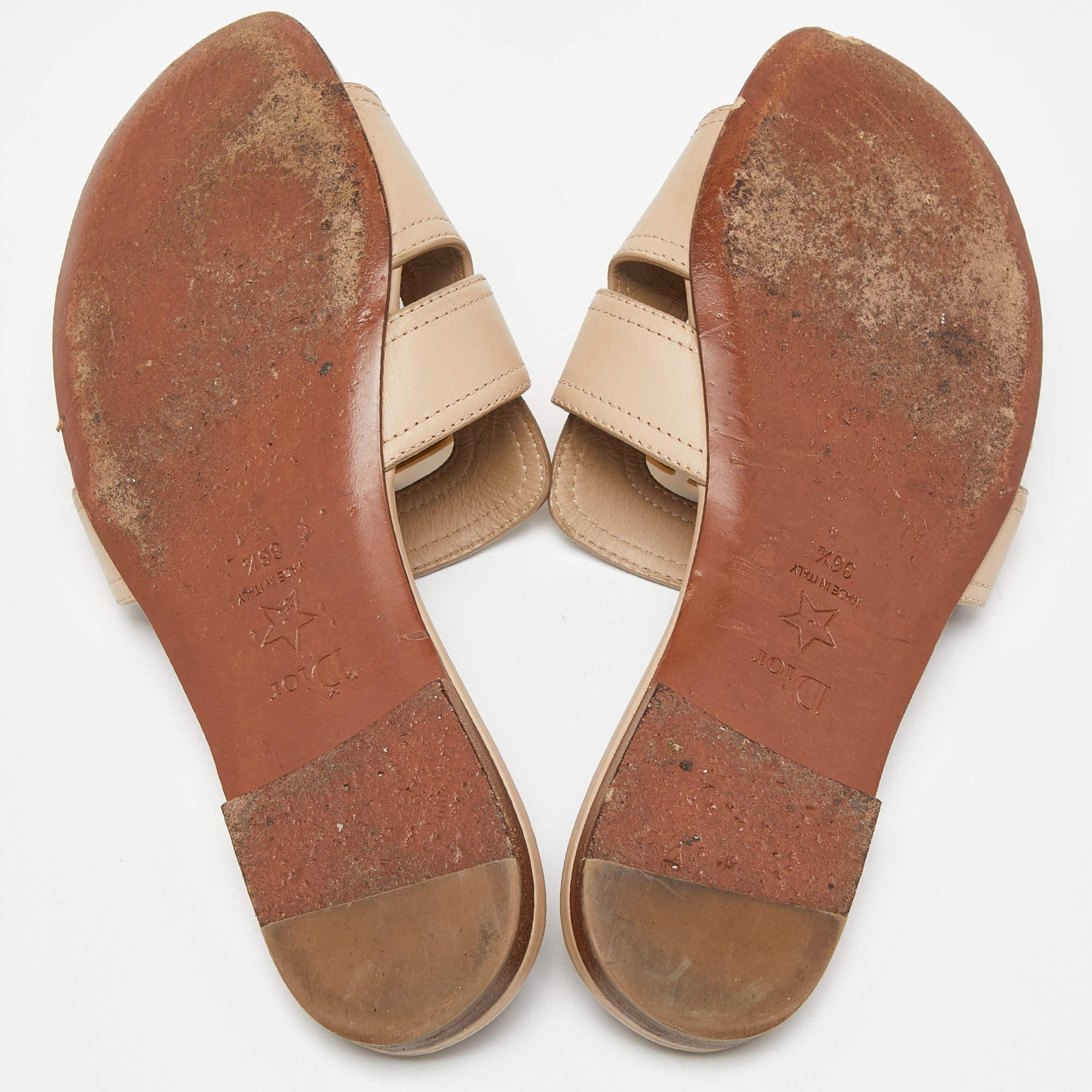 Dior Beige Leather 30 Montaigne Slide Sandals Size 36.5 4
