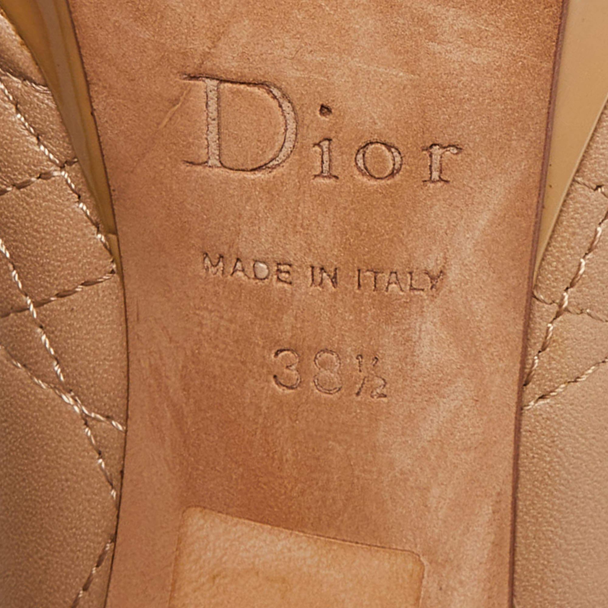 Dior Beige leather and Patent  Peep Toe Pumps Size 38.5 For Sale 5