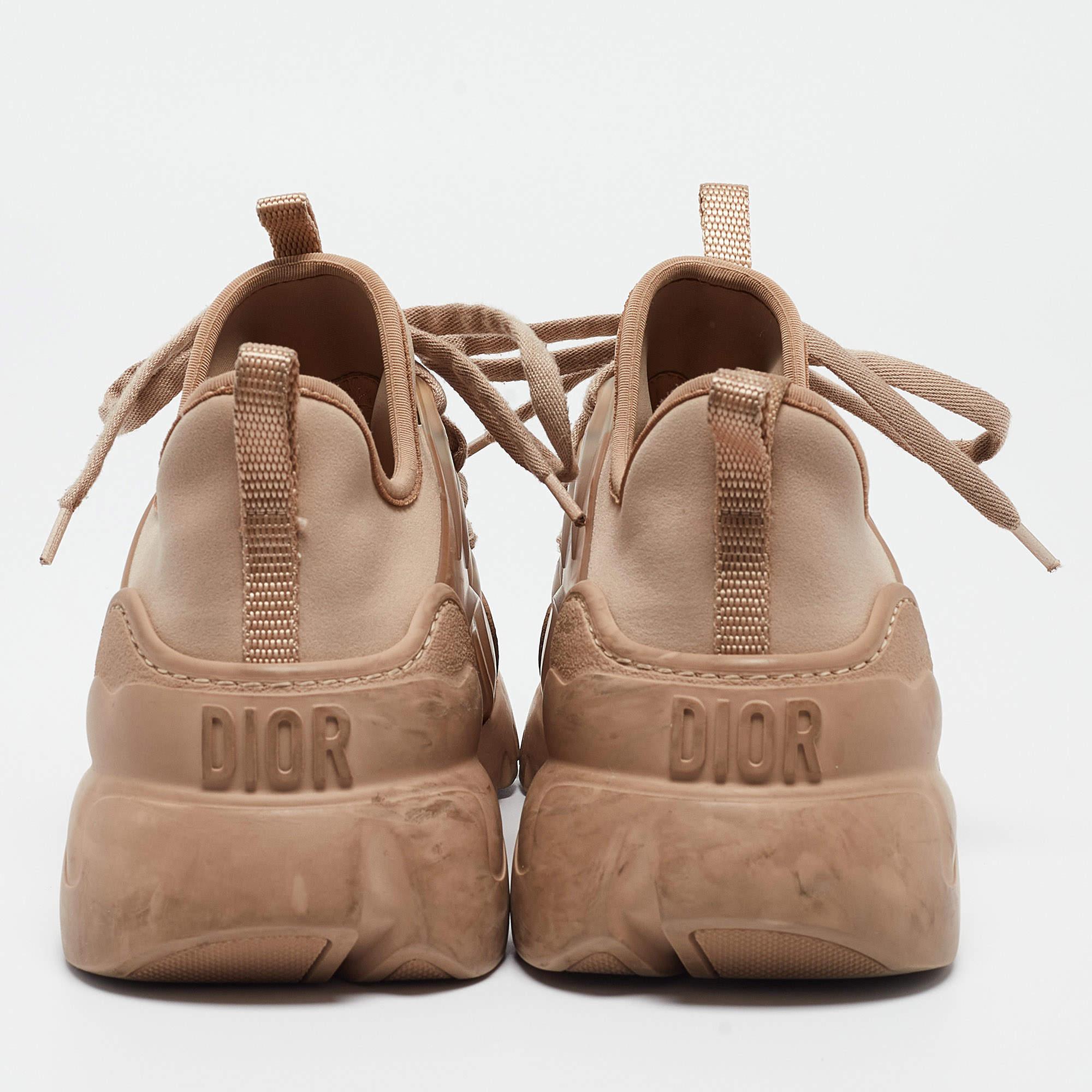 Dior Beige Leather and PVC D-Connect Sneakers Size 37.5 For Sale 1