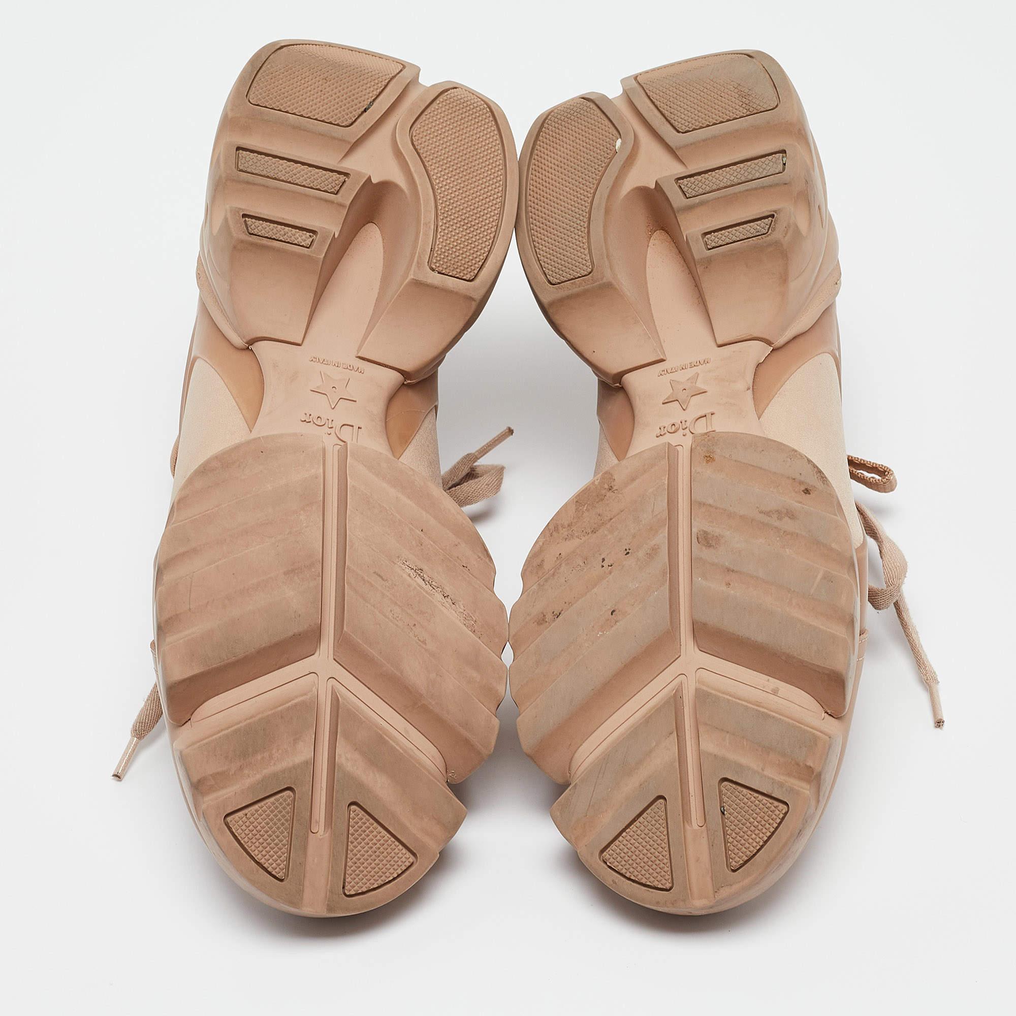 Dior Beige Leather and PVC D-Connect Sneakers Size 37.5 For Sale 2