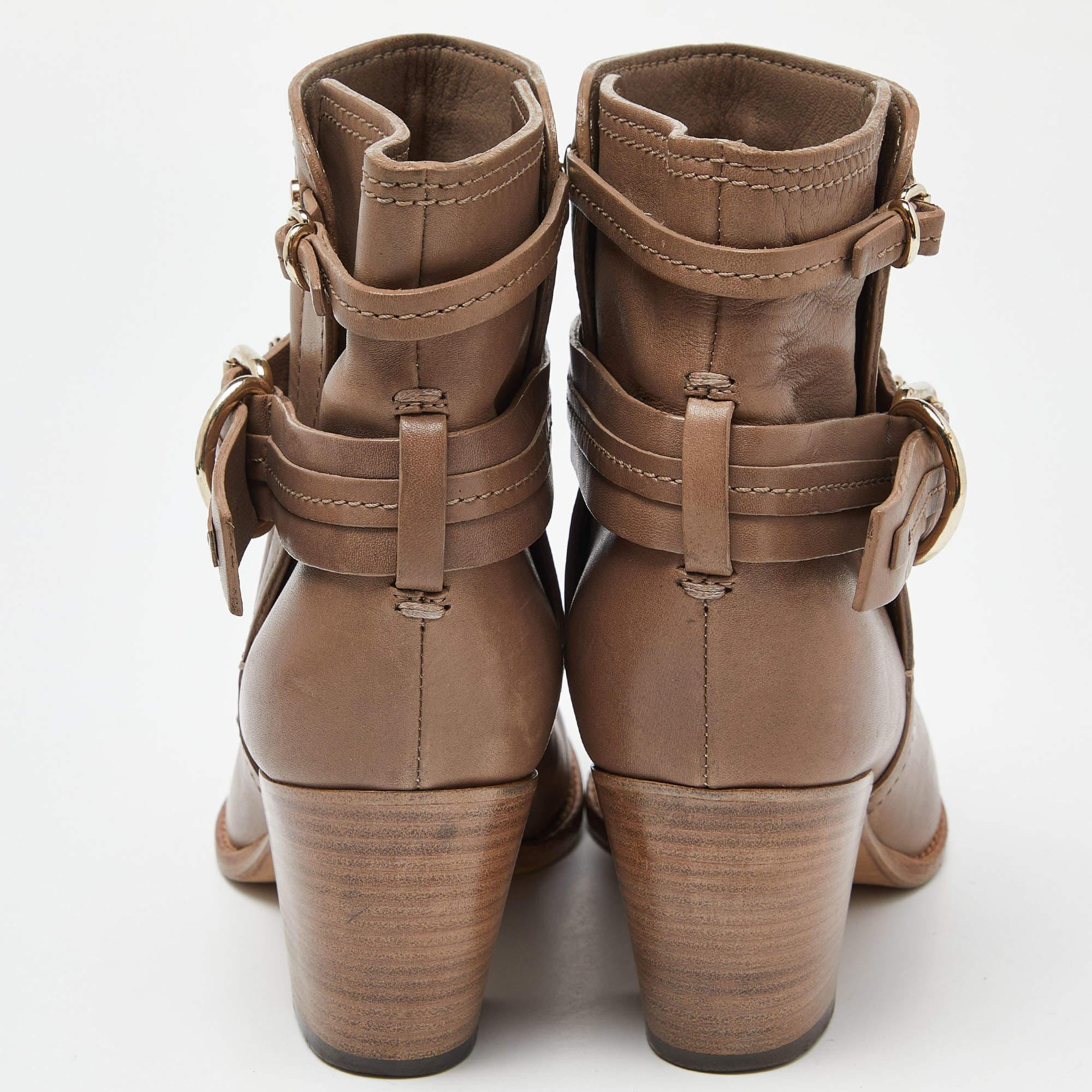 Dior Beige Leather Ankle Boots Size 36.5 For Sale 2