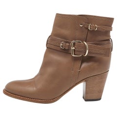 Dior - Bottines en cuir beige, taille 36,5