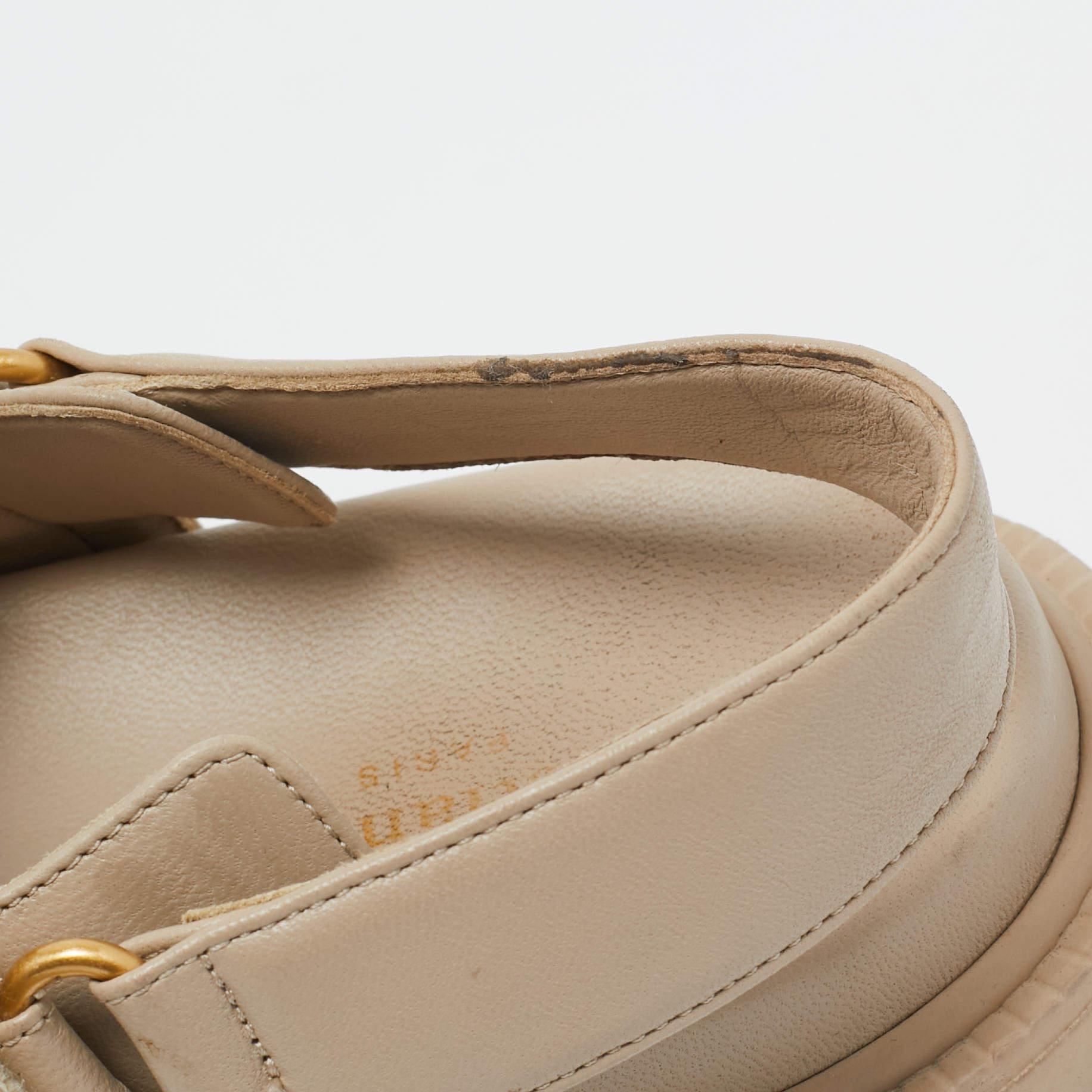 Dior Beige Leather Dior Act Flat Sandals Size 39 2