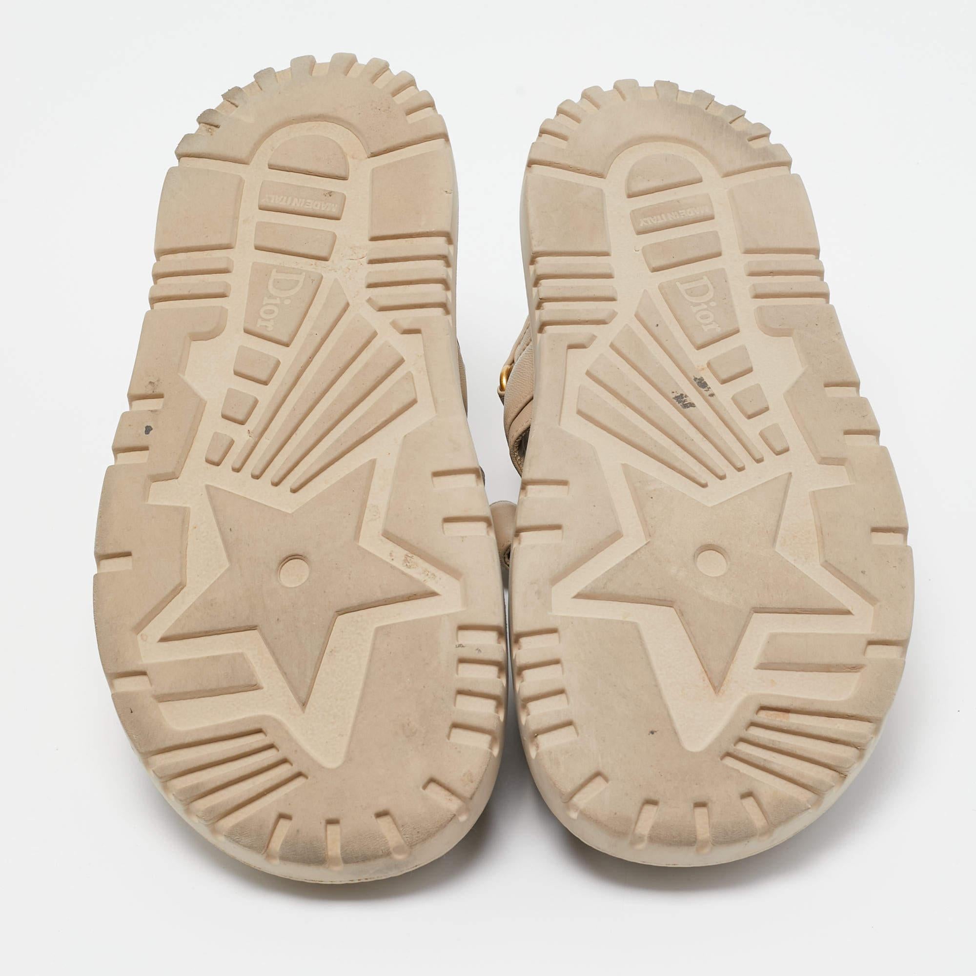 Dior Beige Leather Dior Act Flat Sandals Size 39 4