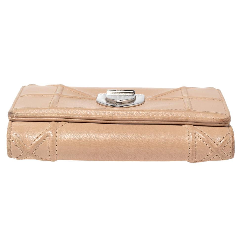 Dior Beige Leather Diorama Trifold Wallet 2