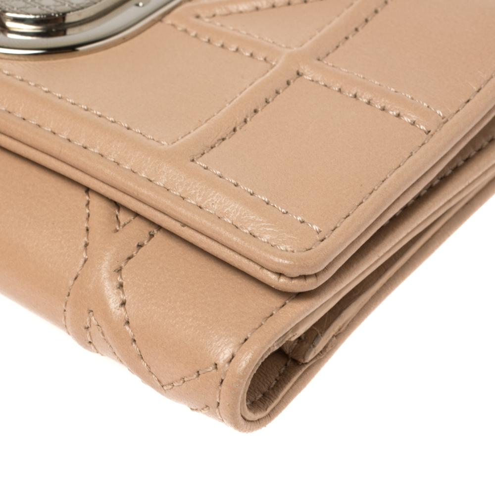 Dior Beige Leather Diorama Trifold Wallet 2