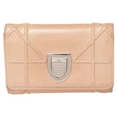 Dior Beige Leather Diorama Trifold Wallet