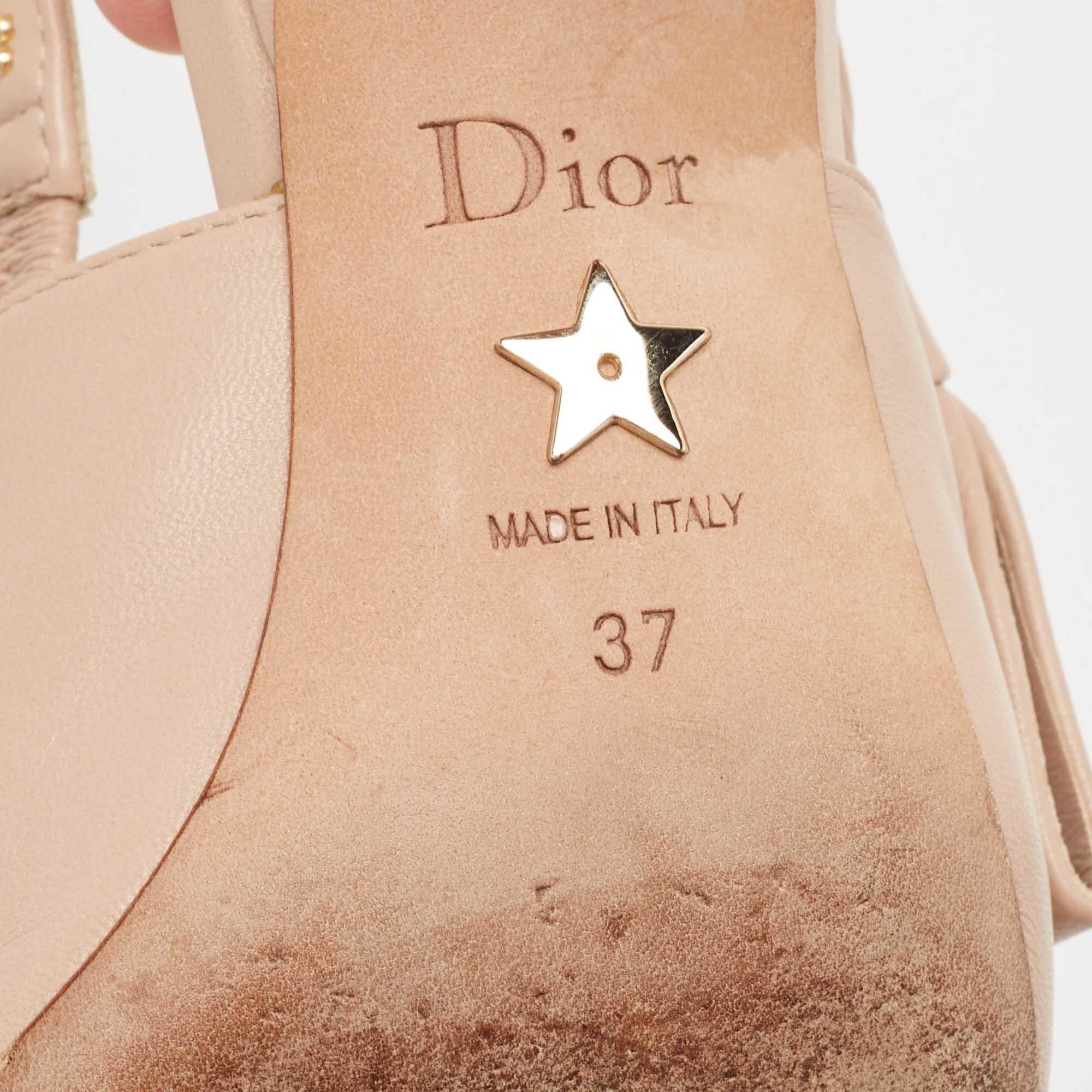 Dior Beige Leather J'Adior Slingback Pumps Size 37 4