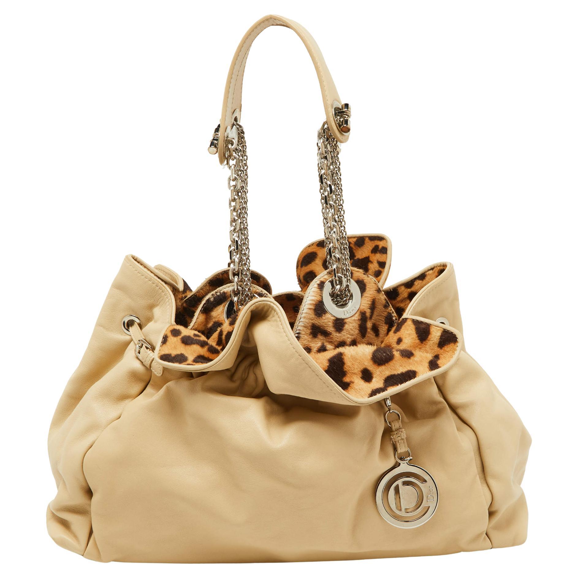 Dior Beige Leather Le Trente Hobo For Sale