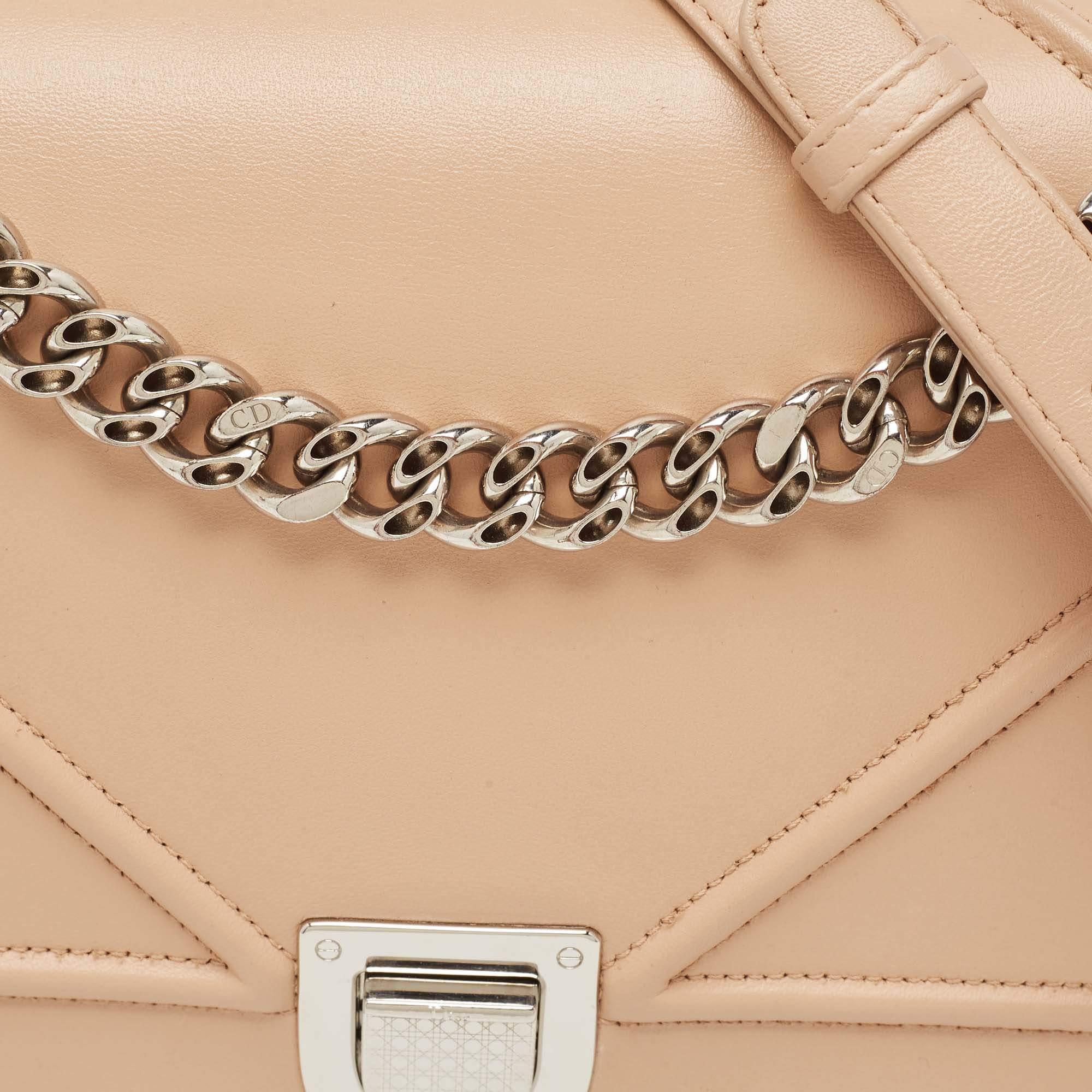 Dior Beige Leather Medium Diorama Flap Shoulder Bag For Sale 8