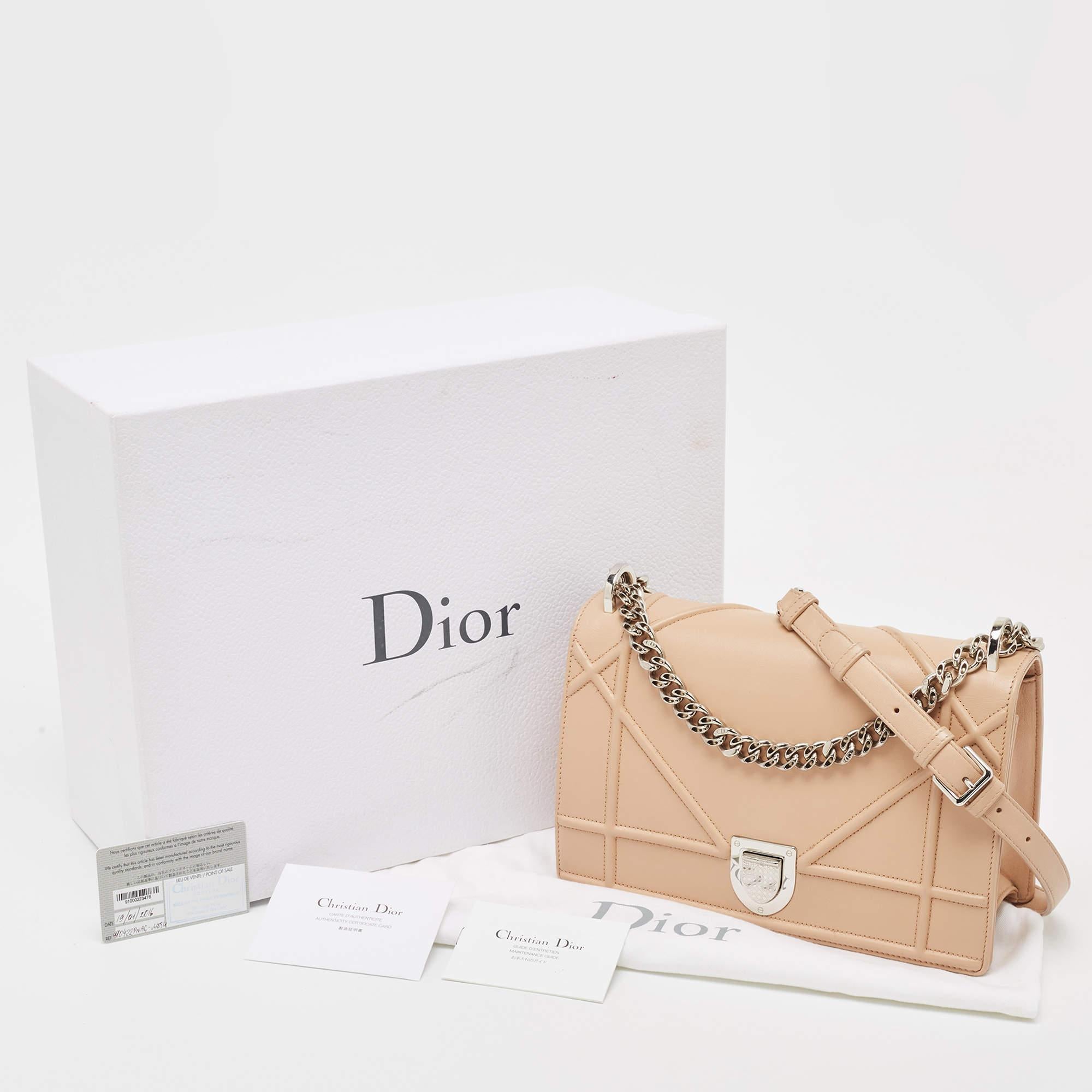 Dior Beige Leather Medium Diorama Flap Shoulder Bag For Sale 13