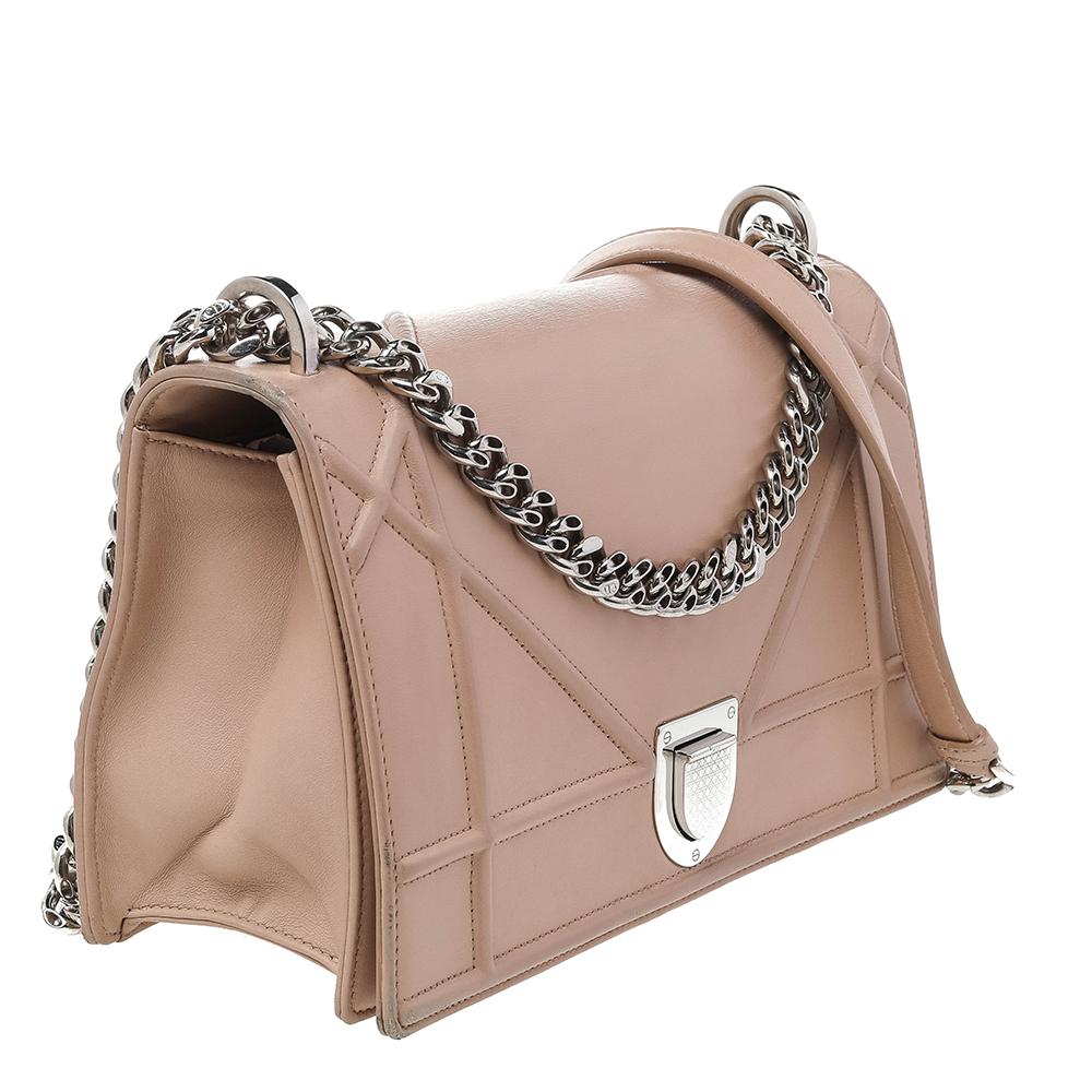 Women's Dior Beige Leather Medium Diorama Shoulder Bag