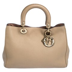 Dior Beige Leather Medium Diorissimo Shopper Tote