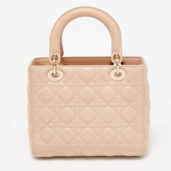 Dior Beige Leather Medium Lady Dior Tote