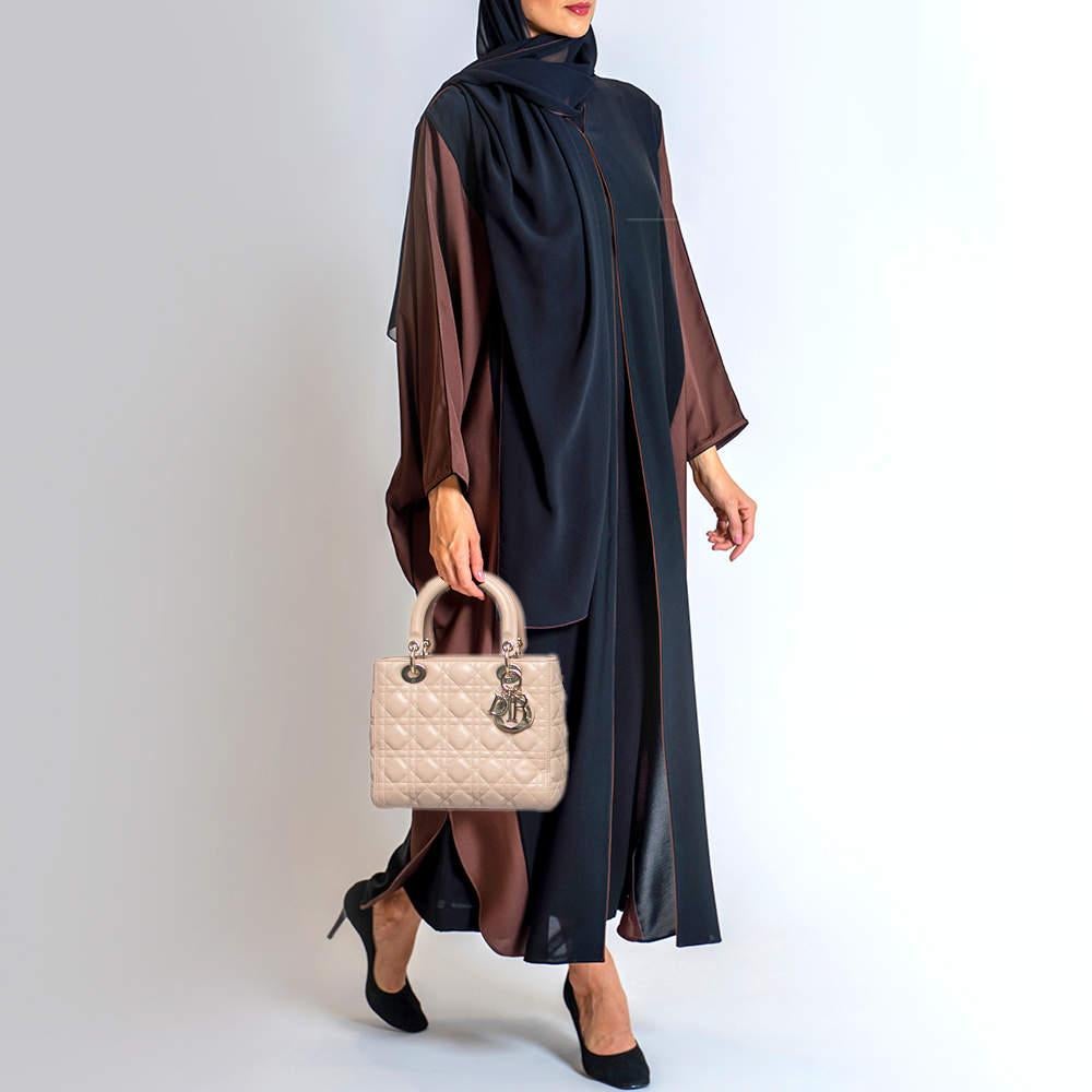 Dior Beige Leather Medium Lady Dior Tote 1