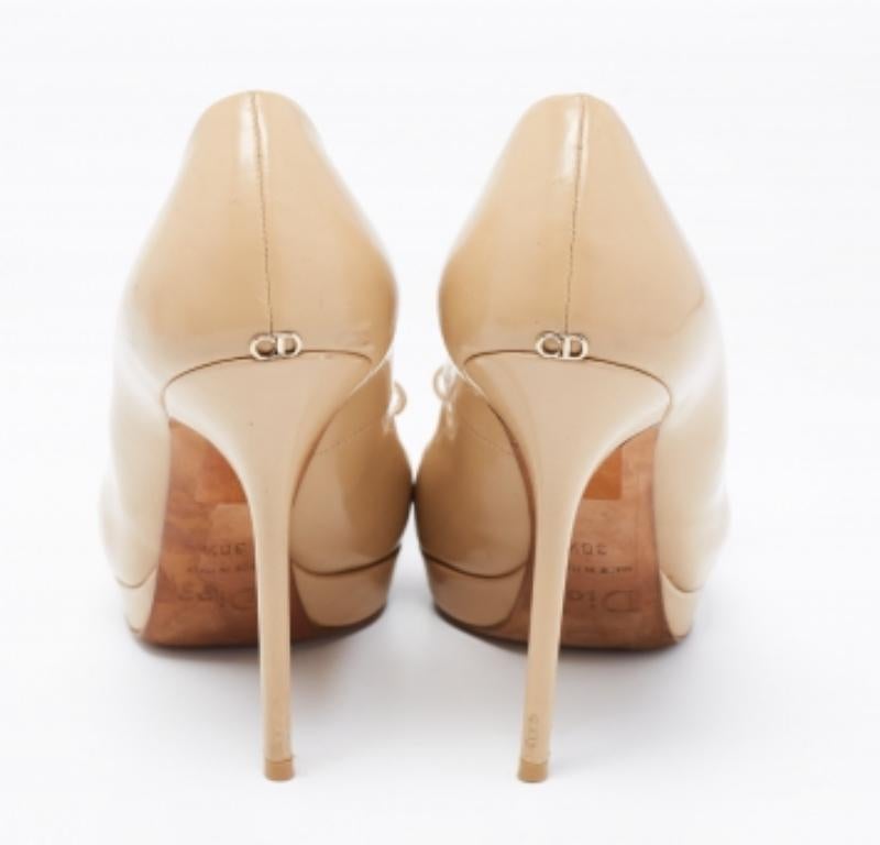 Dior Beige Leder Peep-Toe Plateau Pumps Größe 38,5 Damen im Angebot