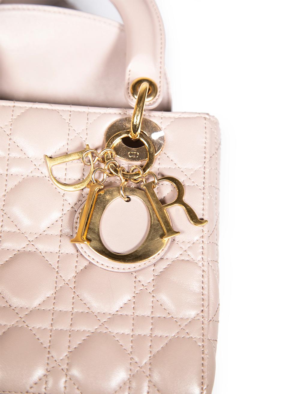 Dior Beige Leather Small Lady Dior Bag 4