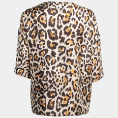 Dior Beige Leopard Print Silk Blouse S
