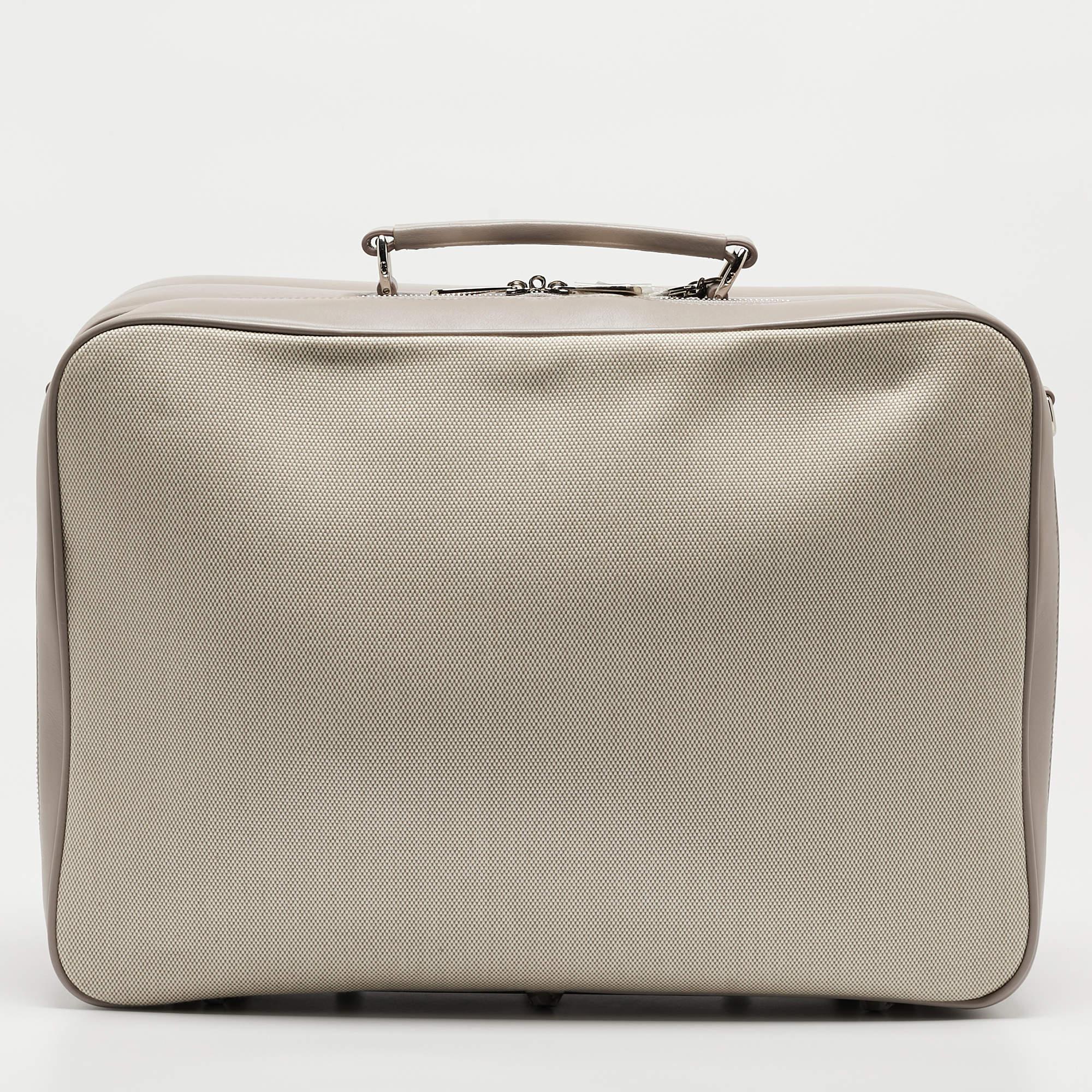 Dior Beige/Lilac Canvas and Leather Nappy Suitcase For Sale 11