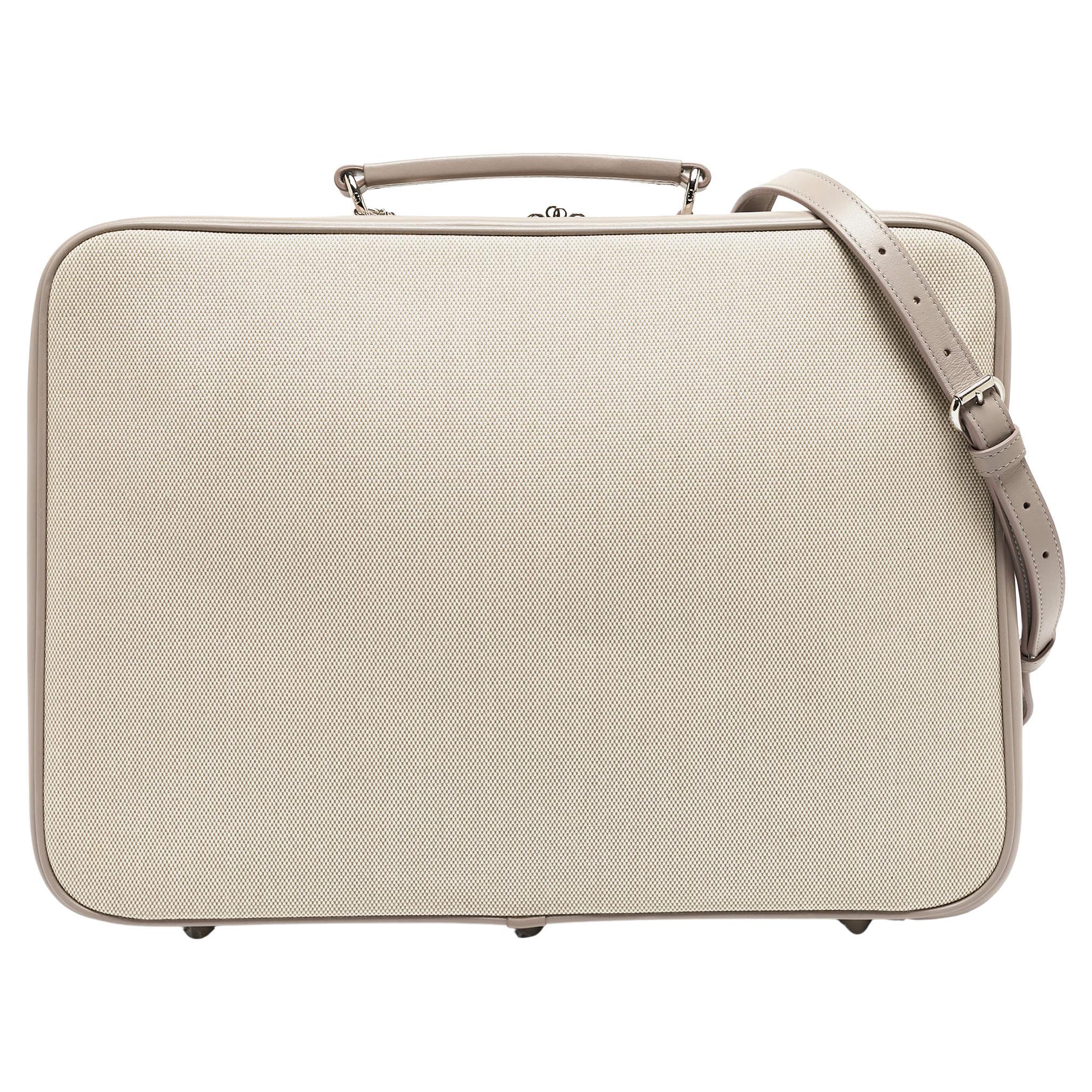 Dior Beige/Lilac Canvas and Leather Nappy Suitcase For Sale