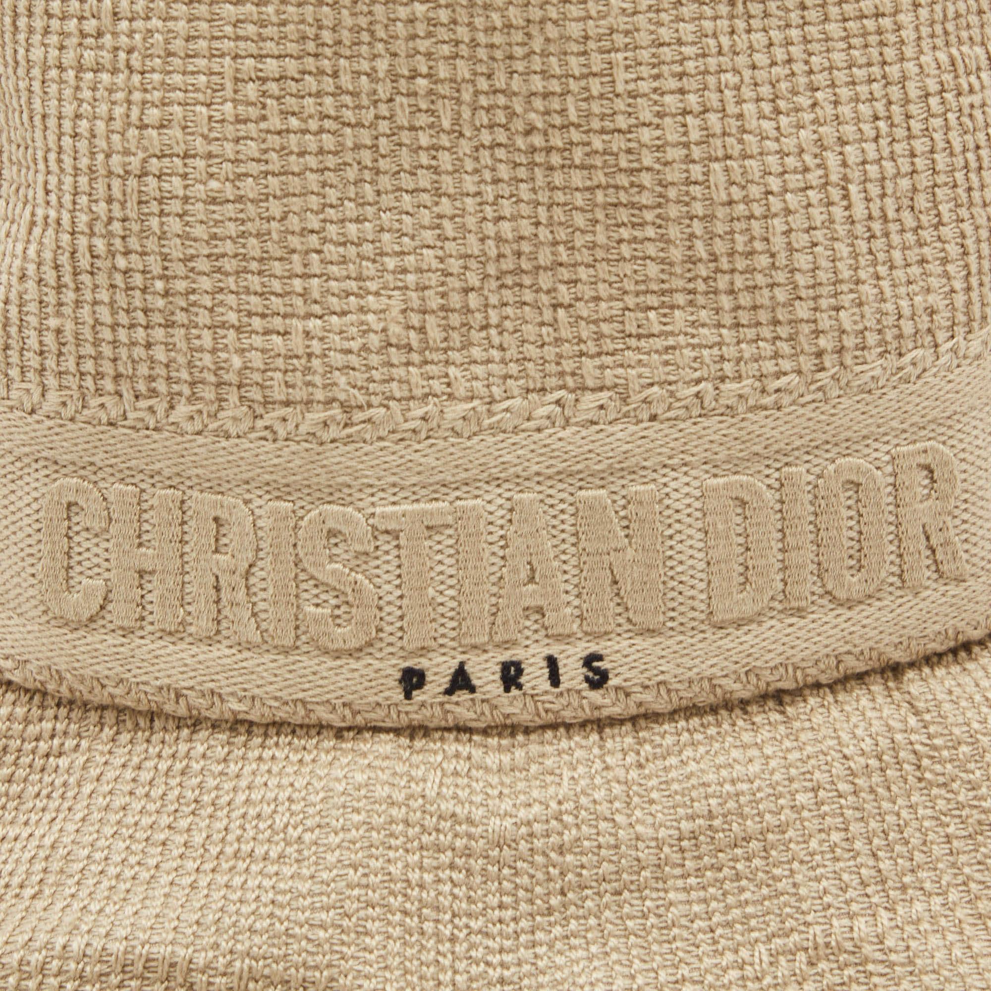Dior Beige Logo Embroidered Cotton Bucket Hat 1