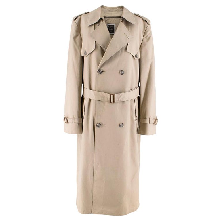 Dior Beige Longline Trench Coat - Size Large - 40 For Sale at 1stDibs