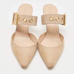 Dior Beige Mesh and Leather D Dior Mules Size 39