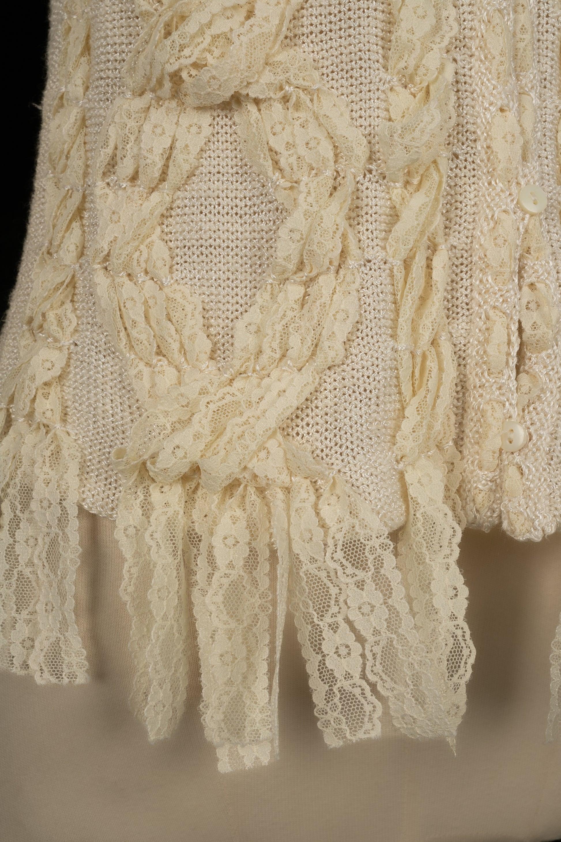 Dior Beige Mesh Cardigan with Lace 1