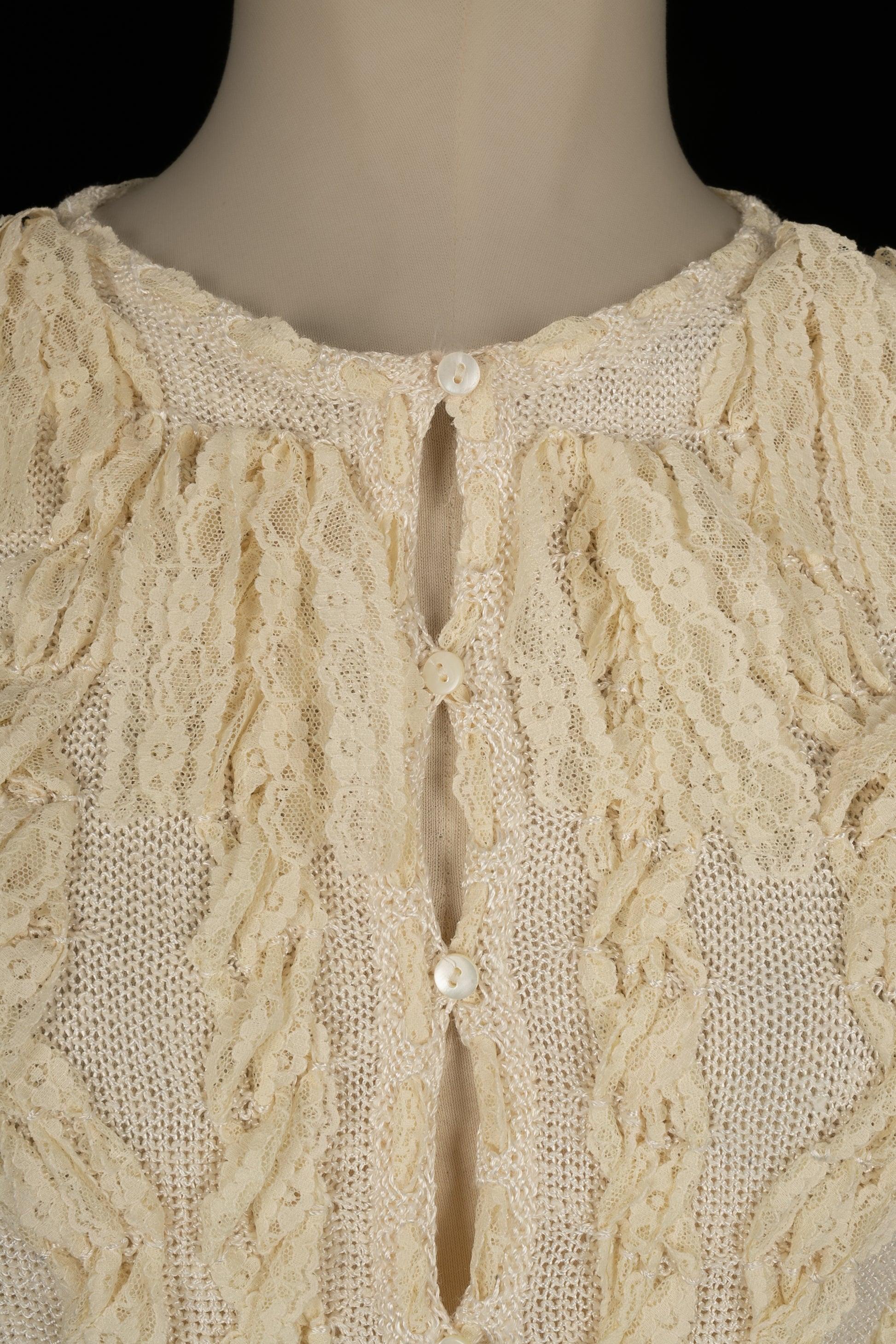 Dior Beige Mesh Cardigan with Lace 2