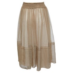 Dior Beige Mesh Elasticized Waist Midi Skirt M