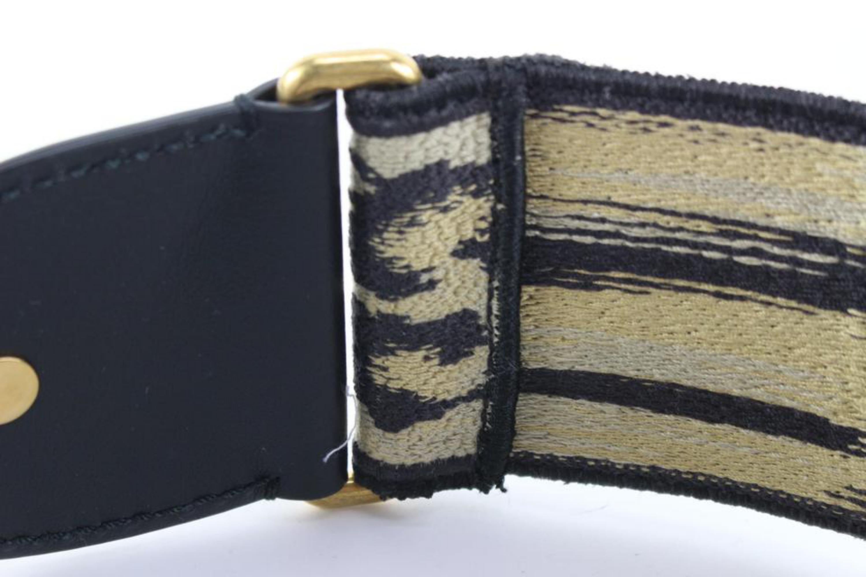 Black Dior Beige Multicolor Mizza Strap with Ring 35d83s