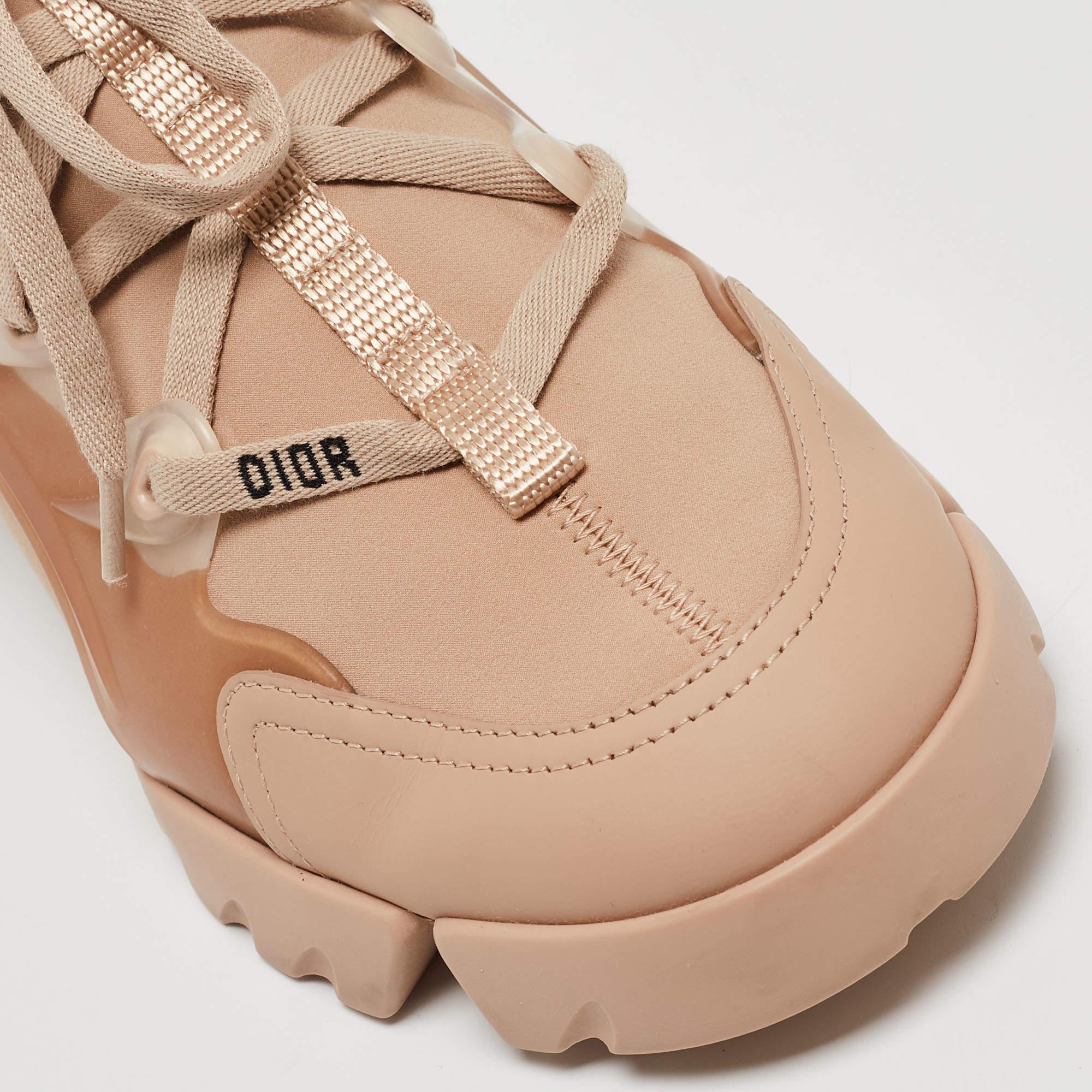 Women's Dior Beige Neoprene and Leather D-Connect Sneakers Size 38