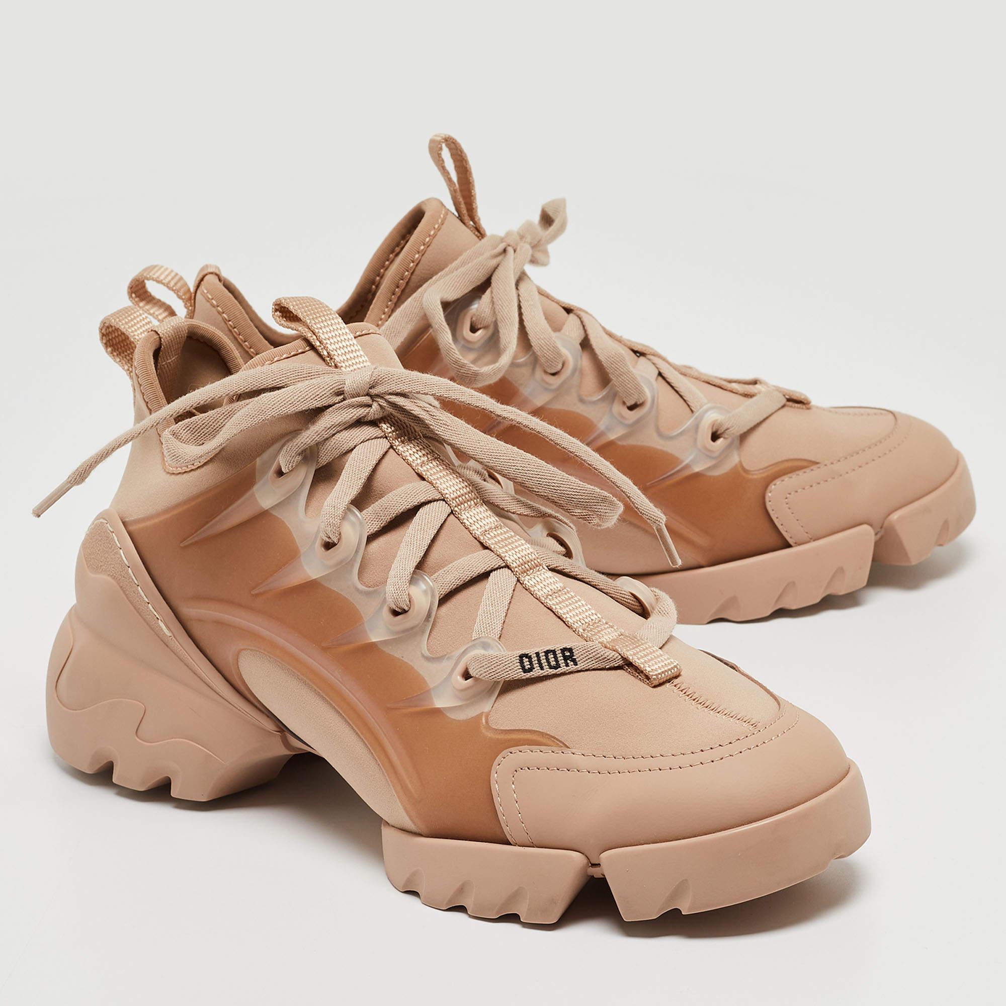 Dior Beige Neoprene and Leather D-Connect Sneakers Size 38 1