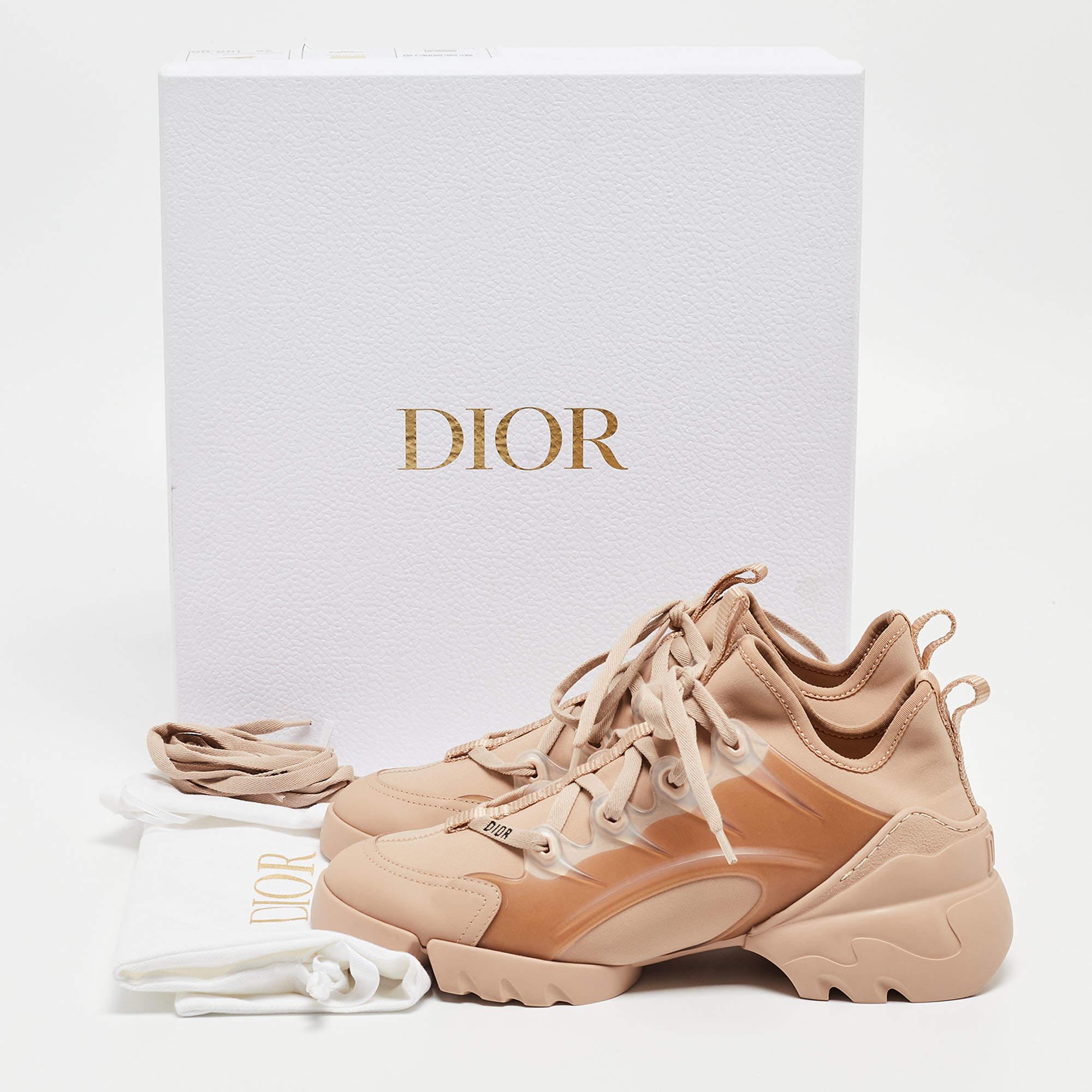 Dior Beige Neoprene and Leather D-Connect Sneakers Size 38 2