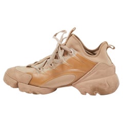 Dior Beige Neoprene and Leather D-Connect Sneakers Size 38