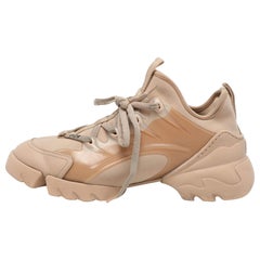 Dior Beige Neoprene and Rubber D-Connect Low Top Sneakers Size 38