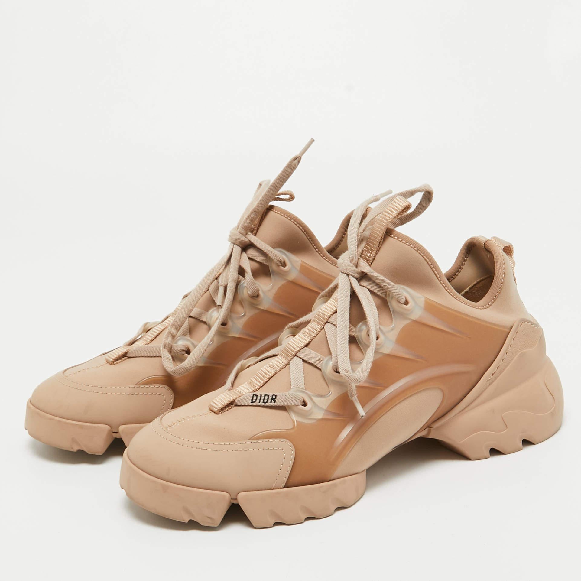 Dior Beige Neoprene and Rubber D-Connect Sneakers Size 39.5 1