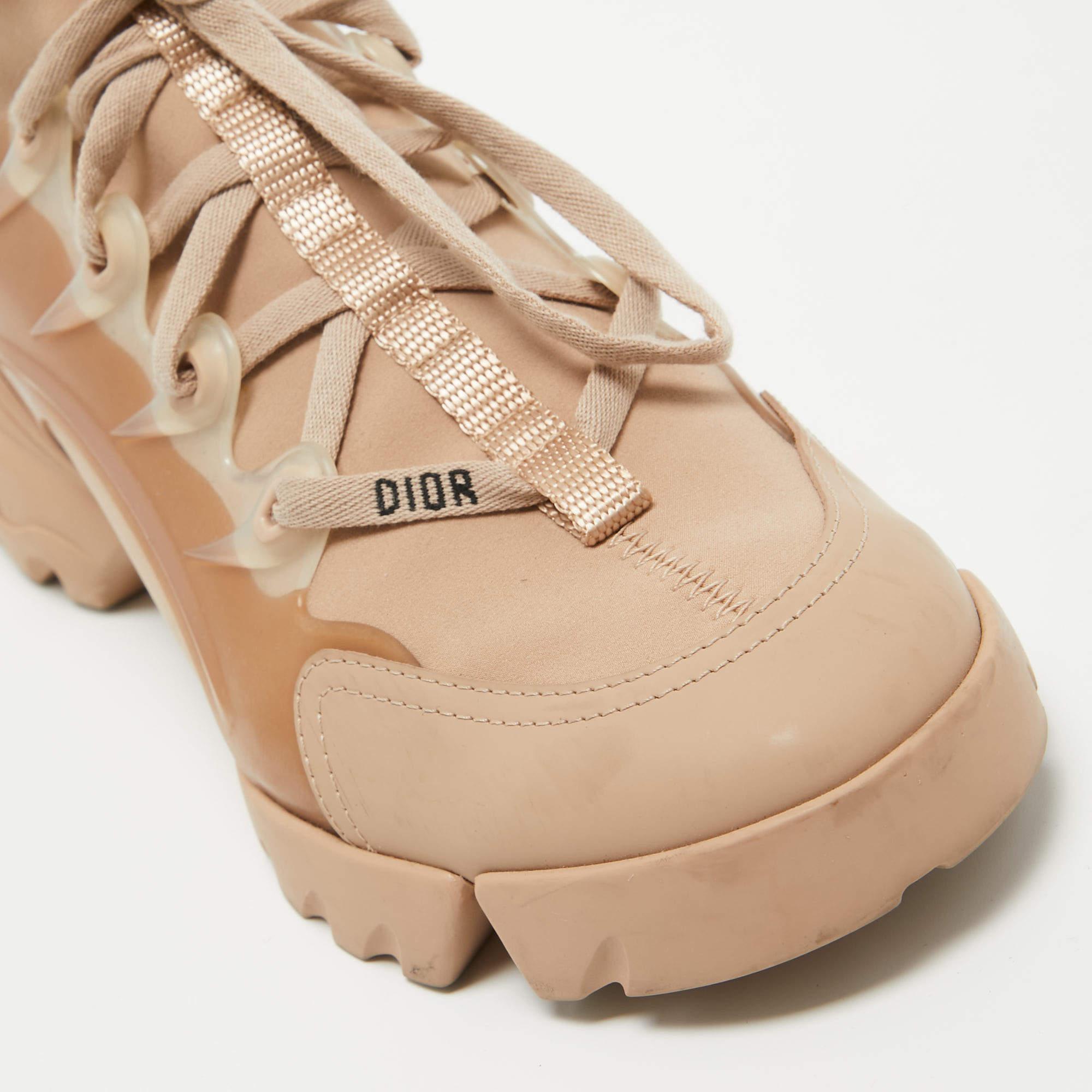 Dior Beige Neoprene and Rubber D-Connect Sneakers Size 39.5 3
