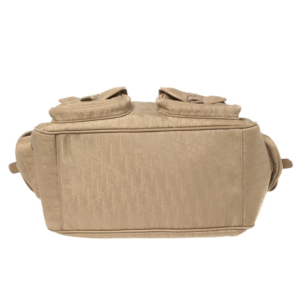 Dior Beige schräge Segeltuch- und Leder Tote mit mehreren Taschen 1