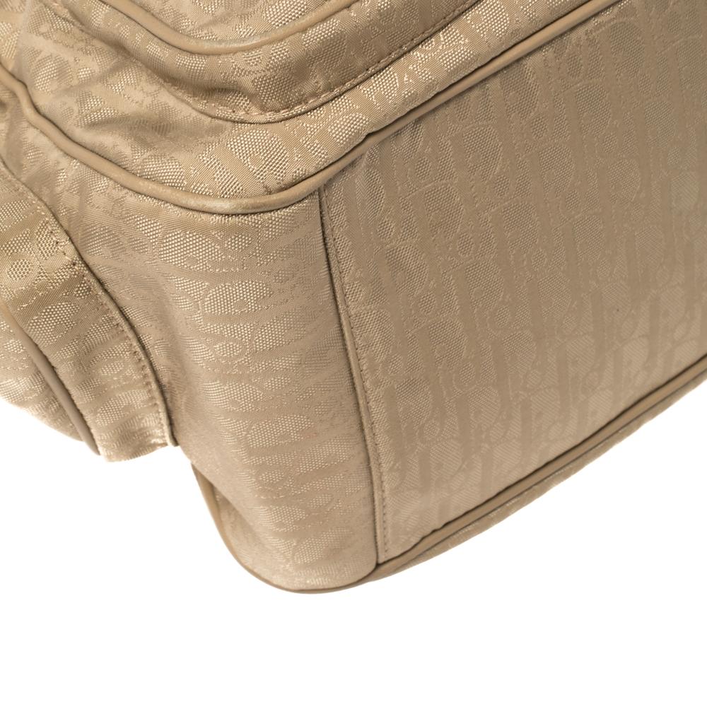 Dior Beige schräge Segeltuch- und Leder Tote mit mehreren Taschen 4