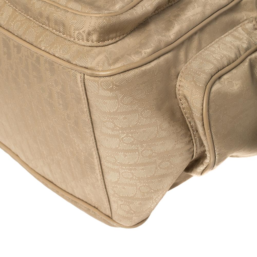 Dior Beige schräge Segeltuch- und Leder Tote mit mehreren Taschen 5